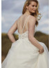 Beaded Ivory Lace Tulle Open Back Wedding Dress